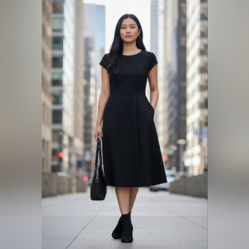 J. Crew Classic Black Midi Dress